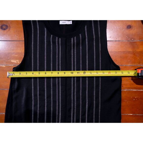 Vince 100% Silk Sleeveless Black Stitch Tank Top Blouse Luxury Basics sz S - Picture 11 of 12